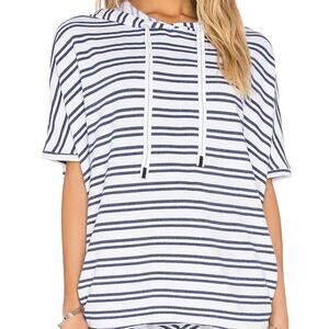 REVOLVE Stateside Navy White Stripe French Terry Nautical Poncho Hoodie USA M